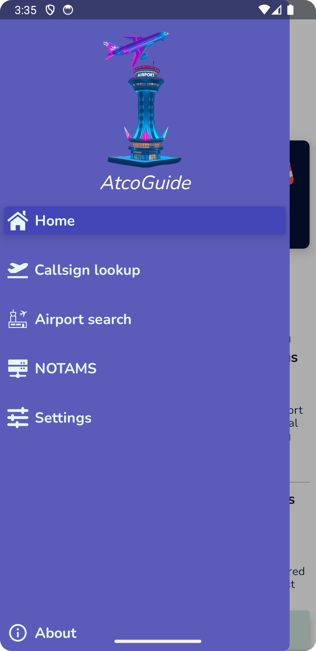 AtcoGuide menu